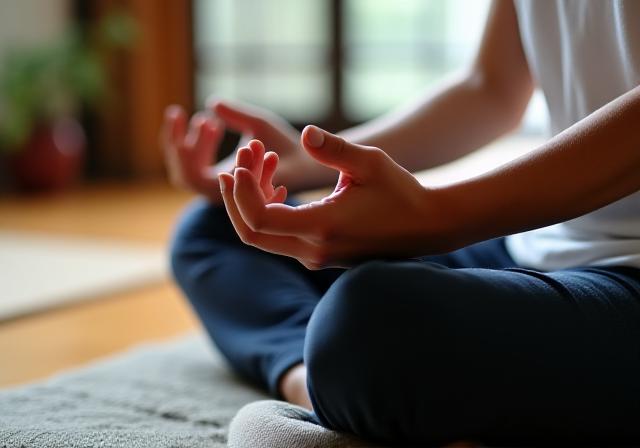 静かな和室でのガイド付き瞑想